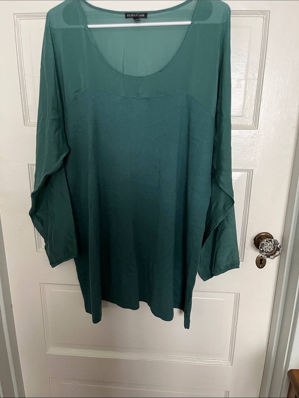Eileen Fisher Teal Scoop-Neck Tunic Top